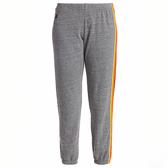 Aviator Nation 5 Stripe Sweatpants in Heather Grey Size Medium - Picture 1 of 8